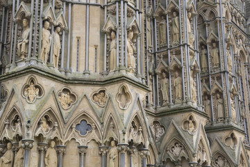 Fototapeta na wymiar Wells Cathedral Church Facade, Somerset, England