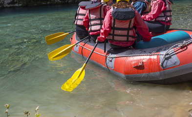 rafting paddles, in Voidomatis river, Ioannina Epiirus Greece