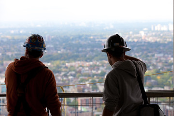 rear view of architects looking away.