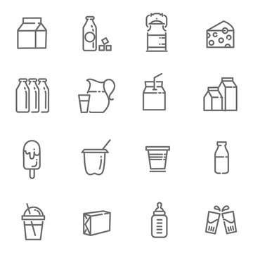 Set of icons for milk