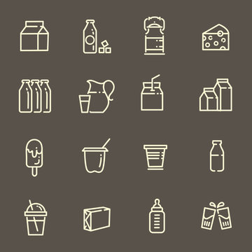 Set of icons for milk
