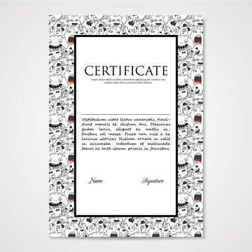 Graphic design template document with abstract monsters.