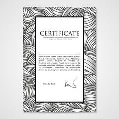 Graphic design template document with hand-drawn waves.
