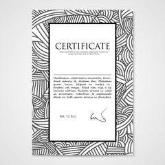 Graphic design template document with hand drawn doodle pattern.