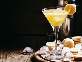 Banana alcoholic cocktail izcaragua; with amaretto liqueur, whis