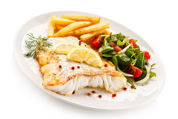 Fish dish - fried fish fillet and vegetables