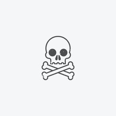 Simple skull and crossbones icon outline with grunge texture