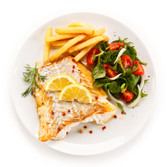 Fish dish - fried fish fillet and vegetables