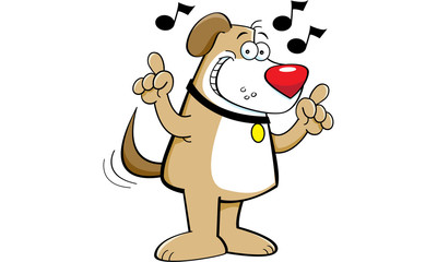 Cartoon illustration of a dog singing.