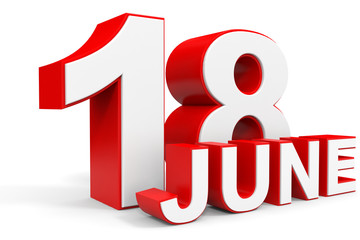 June 18. 3d text on white background.