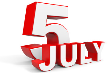 July 5. 3d text on white background.