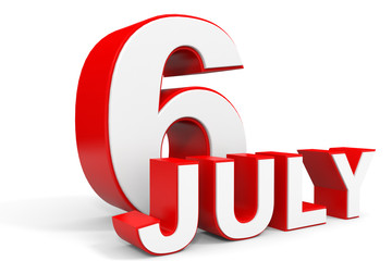 July 6. 3d text on white background.