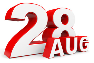 August 28. 3d text on white background.