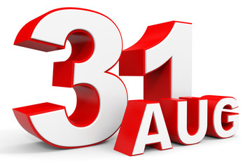 August 31. 3d text on white background.