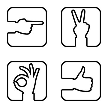 hands gesture set. Simple vector lines. Eps 8