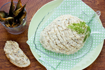 Fish pasta forshmak and sandwiches