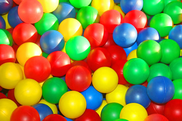 Fototapeta na wymiar Background, colorful plastic balls on children's playground