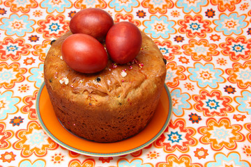 Easter cake and eggs