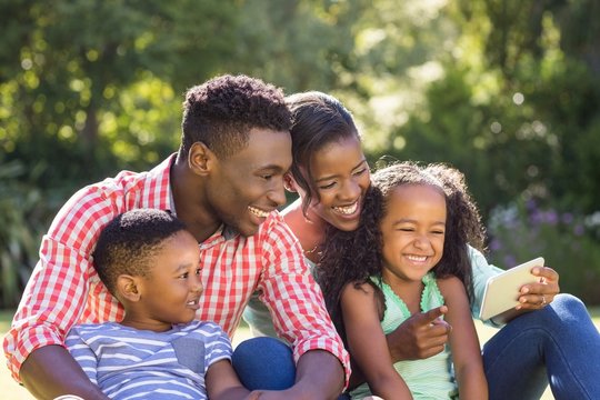 Happy family taking picture