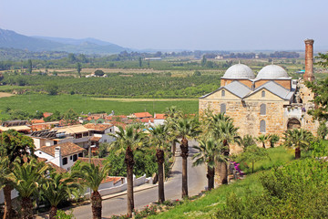 Isa Bey Mosque and town Selcuk, Turkey - obrazy, fototapety, plakaty