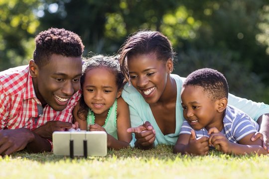 Happy family taking picture