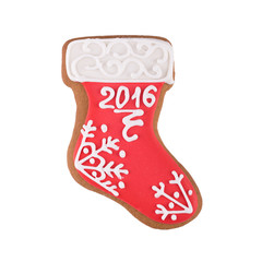 Christmas gingerbread boot isolated on white 