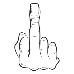 hand, middle finger, fuck you . vector illustration.