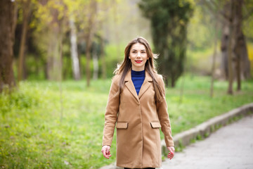Young beautiful business woman, outdoors portrait