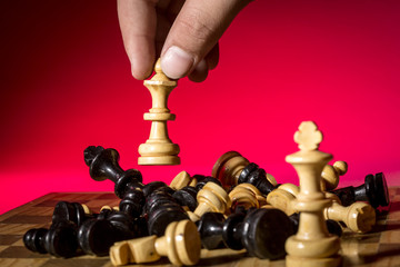 Black and yellow chess pieces