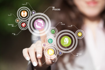 Zodiac signs on touch screen.