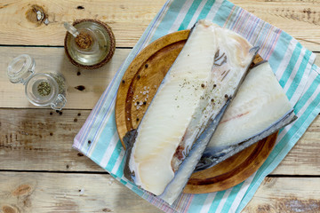 Fresh fish raw fillet. the cooking process.