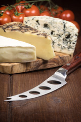 Cheese and tomatoes. Vertically.