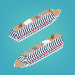 Isometric Passenger Ship. Tourism Industry. Cruise Liner Travel.