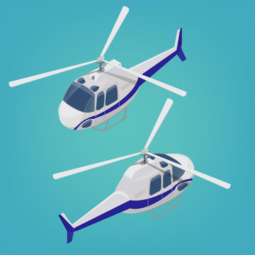 Isometric Helicopter. Transportation Mode. Aircraft Vehicle. 