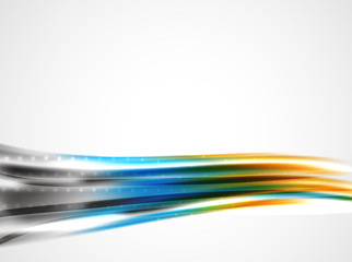 Shiny metallic wave curtain. Abstract background