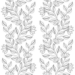Vector Seamless Monochrome Floral Pattern