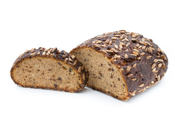 Rye bread isolated on white background.