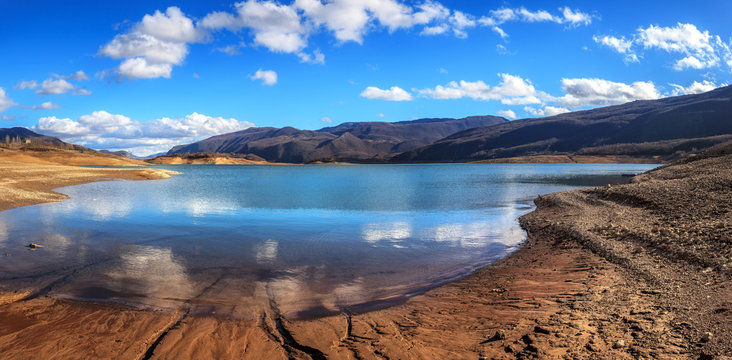 Ramsko lake in Bosnia and Herzegowina, blue sky with clouds