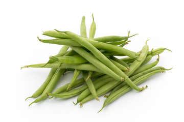 Green beans isolated on a white background.