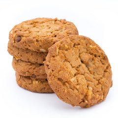 Oatmeal cookies with isolated background.