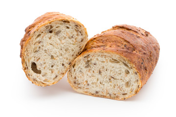 Loaf of bread isolated on white.