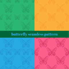 realistic background of colorful butterflies.  Summer flying insects set for greeting cards and  scrapbook seamless pattern.