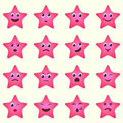 Emoji starsfish icons set.