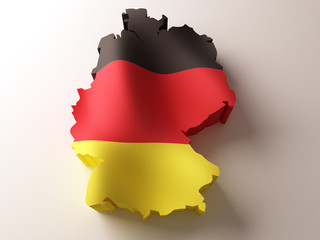 Obraz premium Flag map of Germany on white background. 3d rendered illustration.