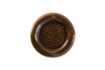 brown button on a white background