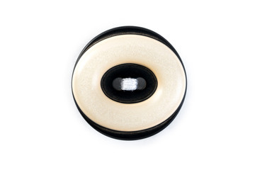 button with white thread on white background