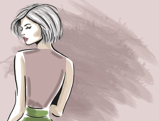 woman looking from back sketch template