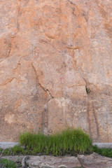 Grass patch rock wall