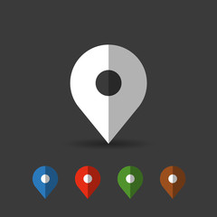 map pin icon. color set. flat design, vector