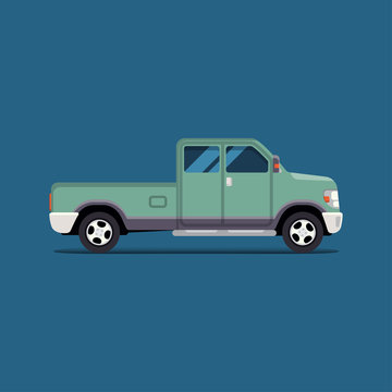 Vector illustration flat. the truck carrying the bike